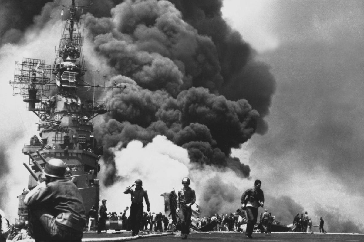 Us ships ablaze