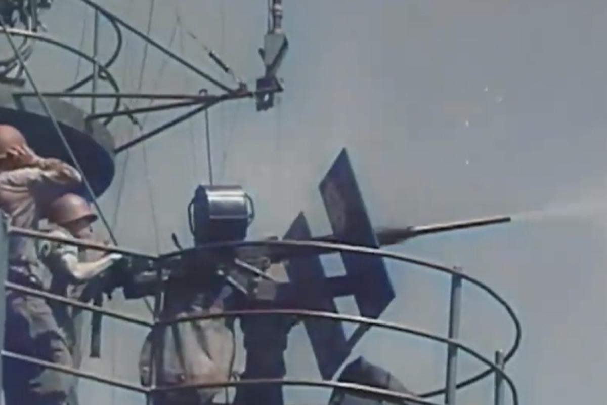 Naval guns shooting 